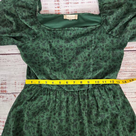 Altard State Green Fit & Flare Dress S Chiffon Ruffle Whimsy Forest Fairy NWT - Picture 12 of 16